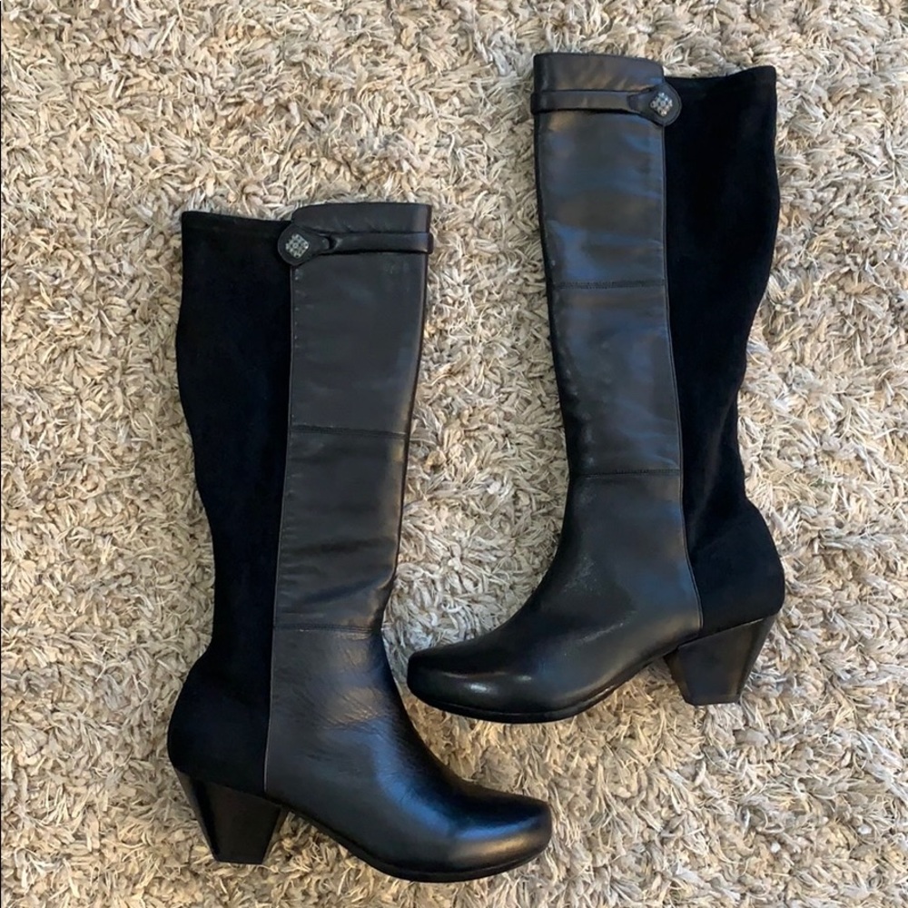 DANSKO Black Leather & Suede Knee High Boots
